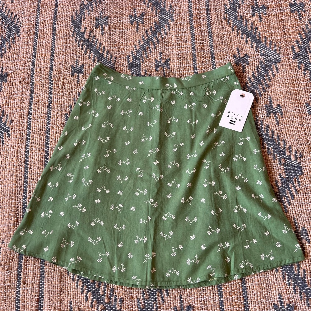 Billabong Green Floral Skater Skirt